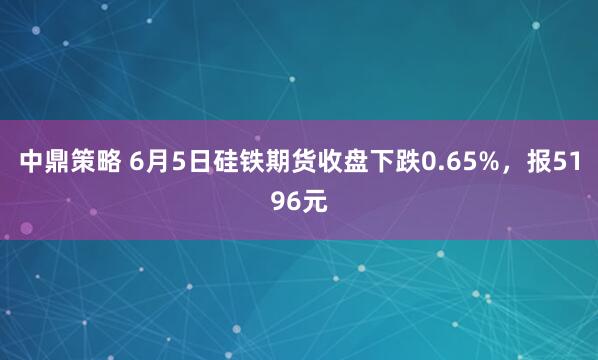 中鼎策略 6月5日硅铁期货收盘下跌0.65%，报5196元