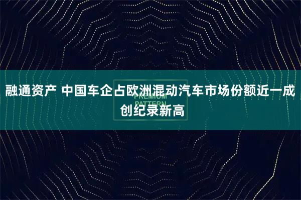 融通资产 中国车企占欧洲混动汽车市场份额近一成 创纪录新高